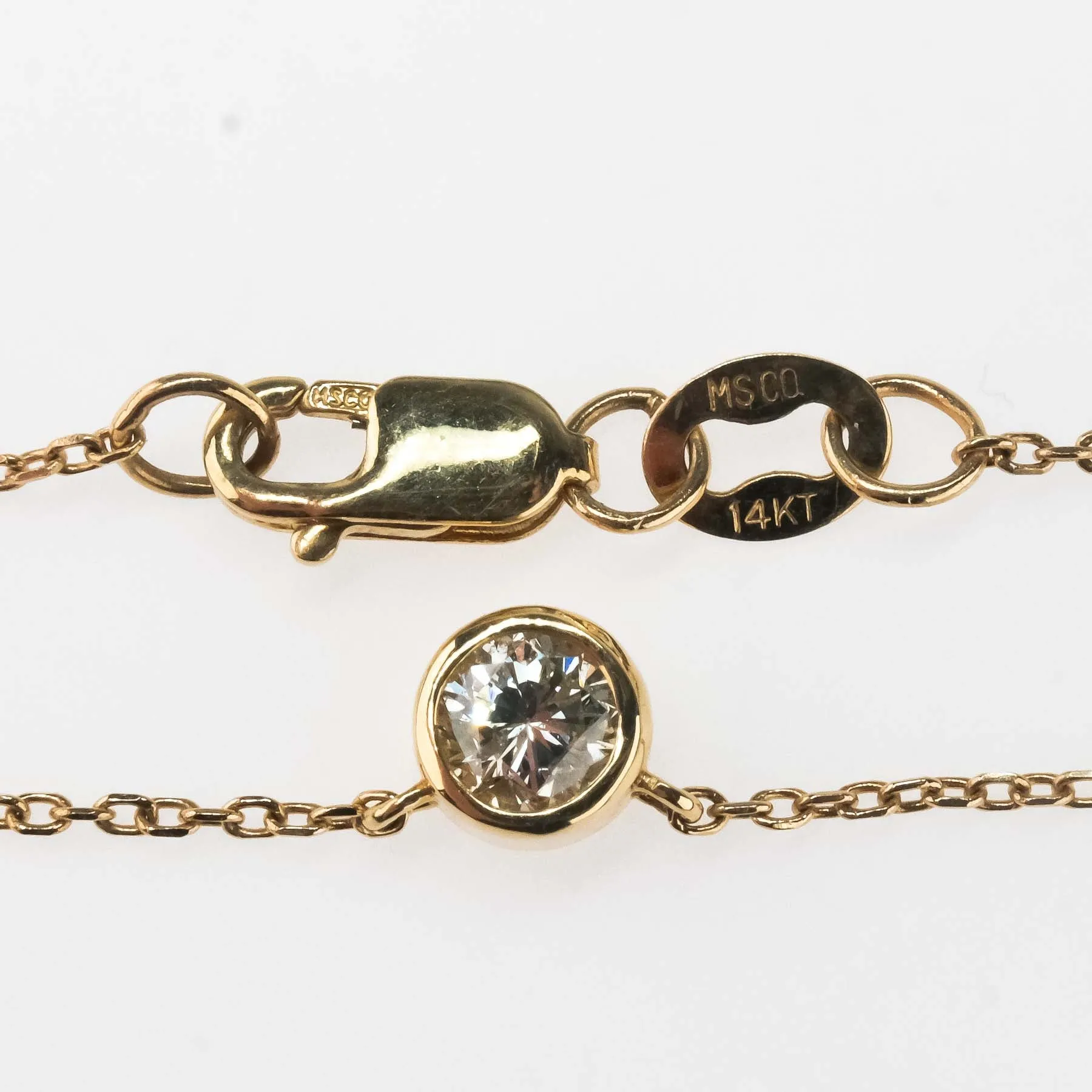 0.25ct Bezel Set Diamond Solitaire Pendant w/ 18" Necklace in 14K Yellow Gold