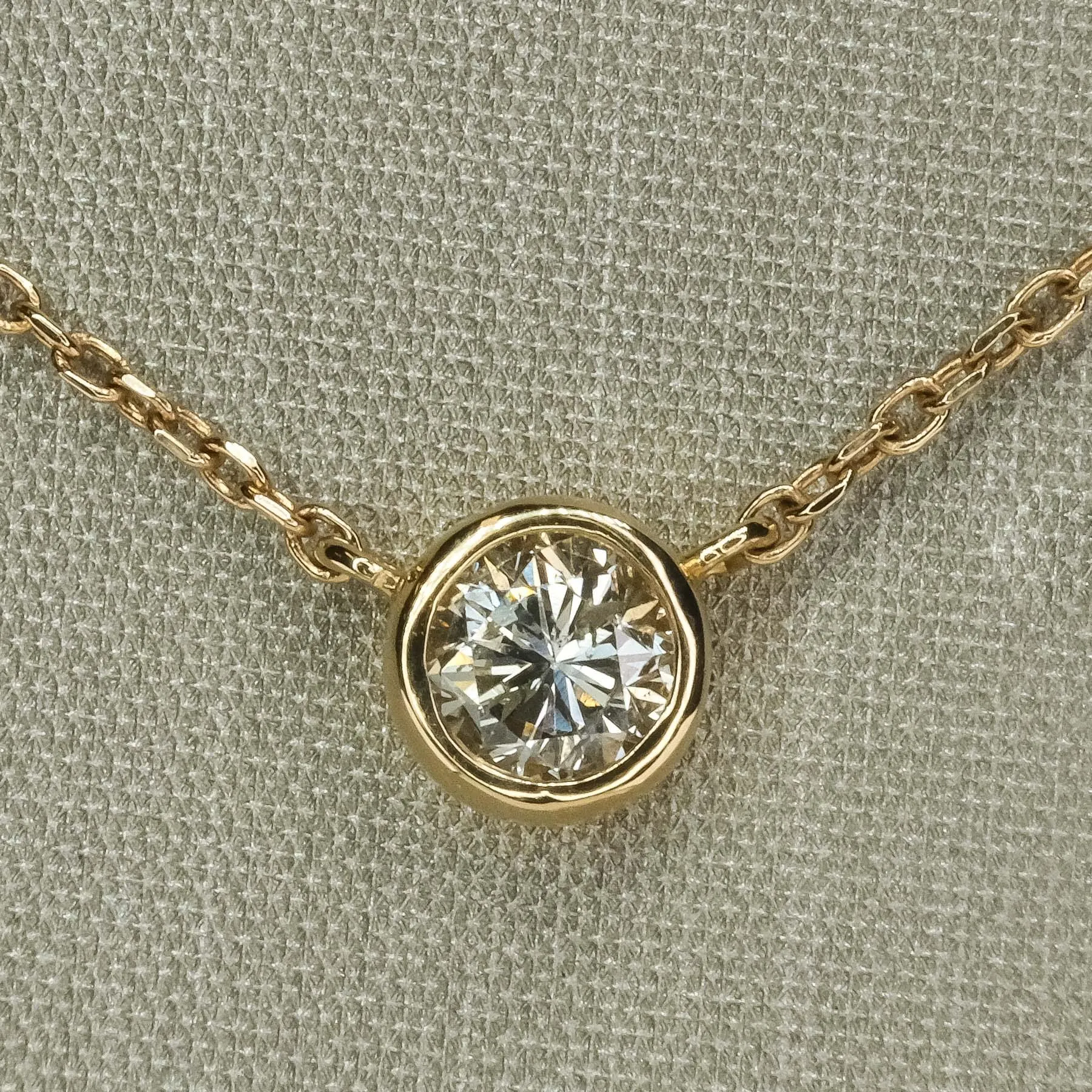 0.25ct Bezel Set Diamond Solitaire Pendant w/ 18" Necklace in 14K Yellow Gold