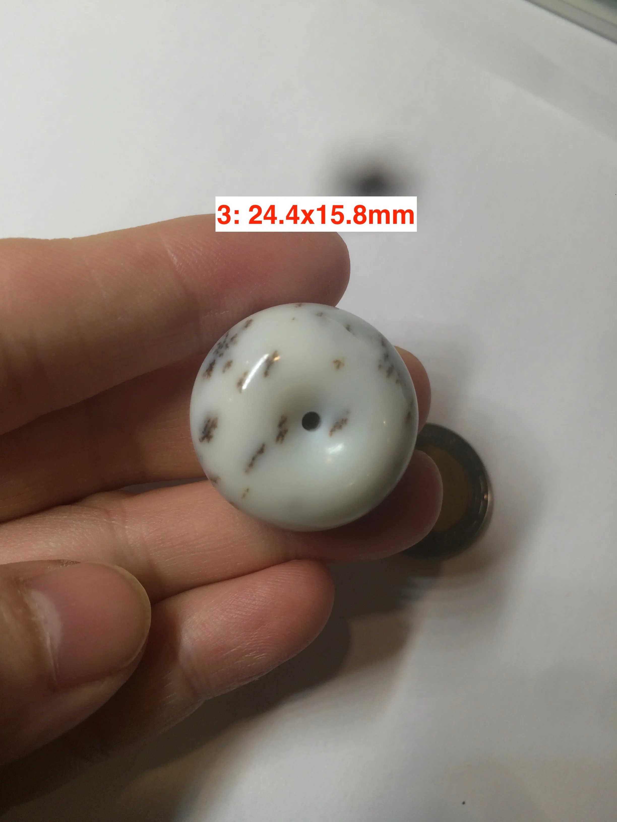 100% Natural white beige with black/brown flying dandelions Osmanthus fragrant cheese cake nephrite Hetian Jade pendant/worry stone HT68