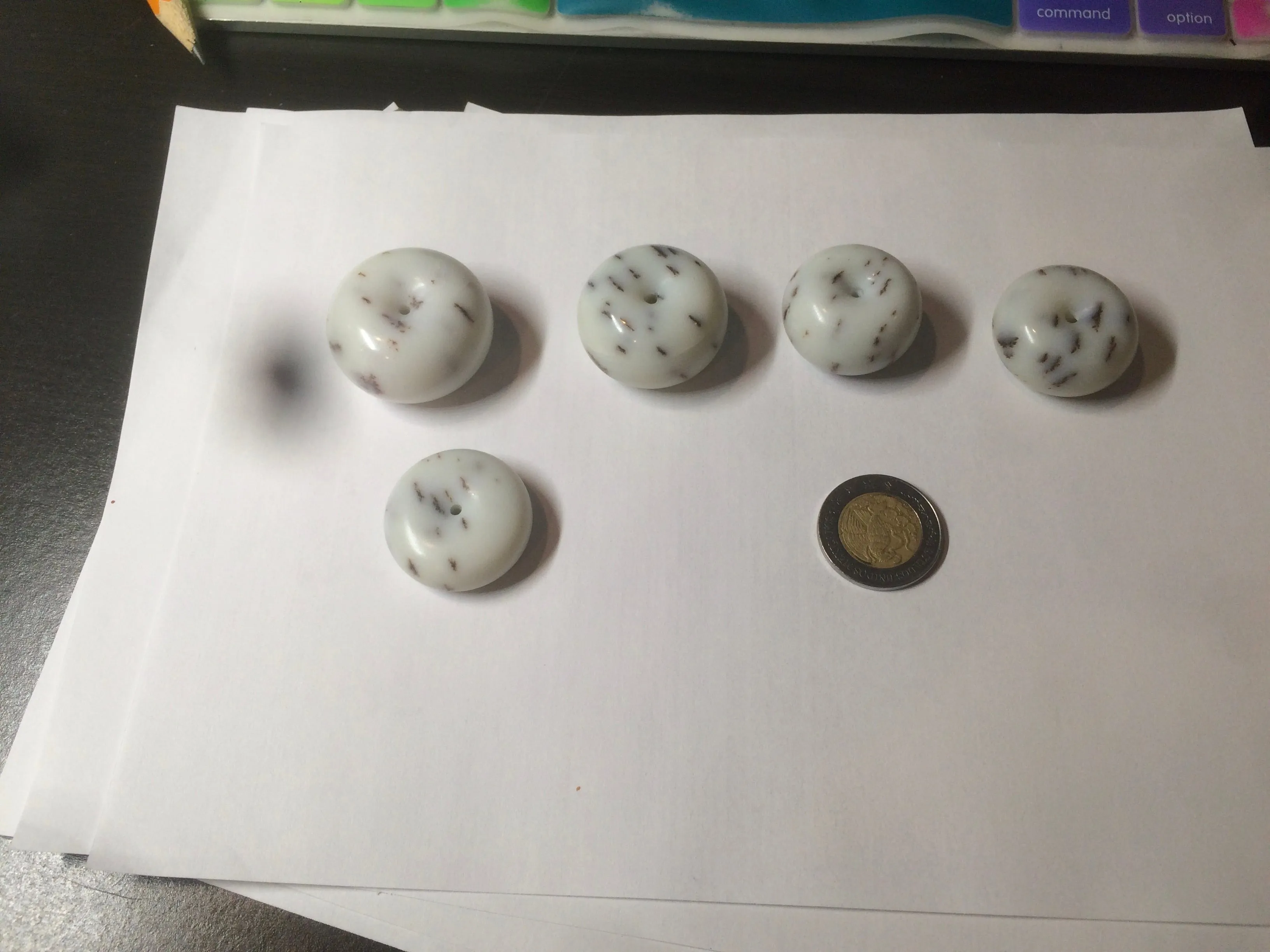 100% Natural white beige with black/brown flying dandelions Osmanthus fragrant cheese cake nephrite Hetian Jade pendant/worry stone HT68