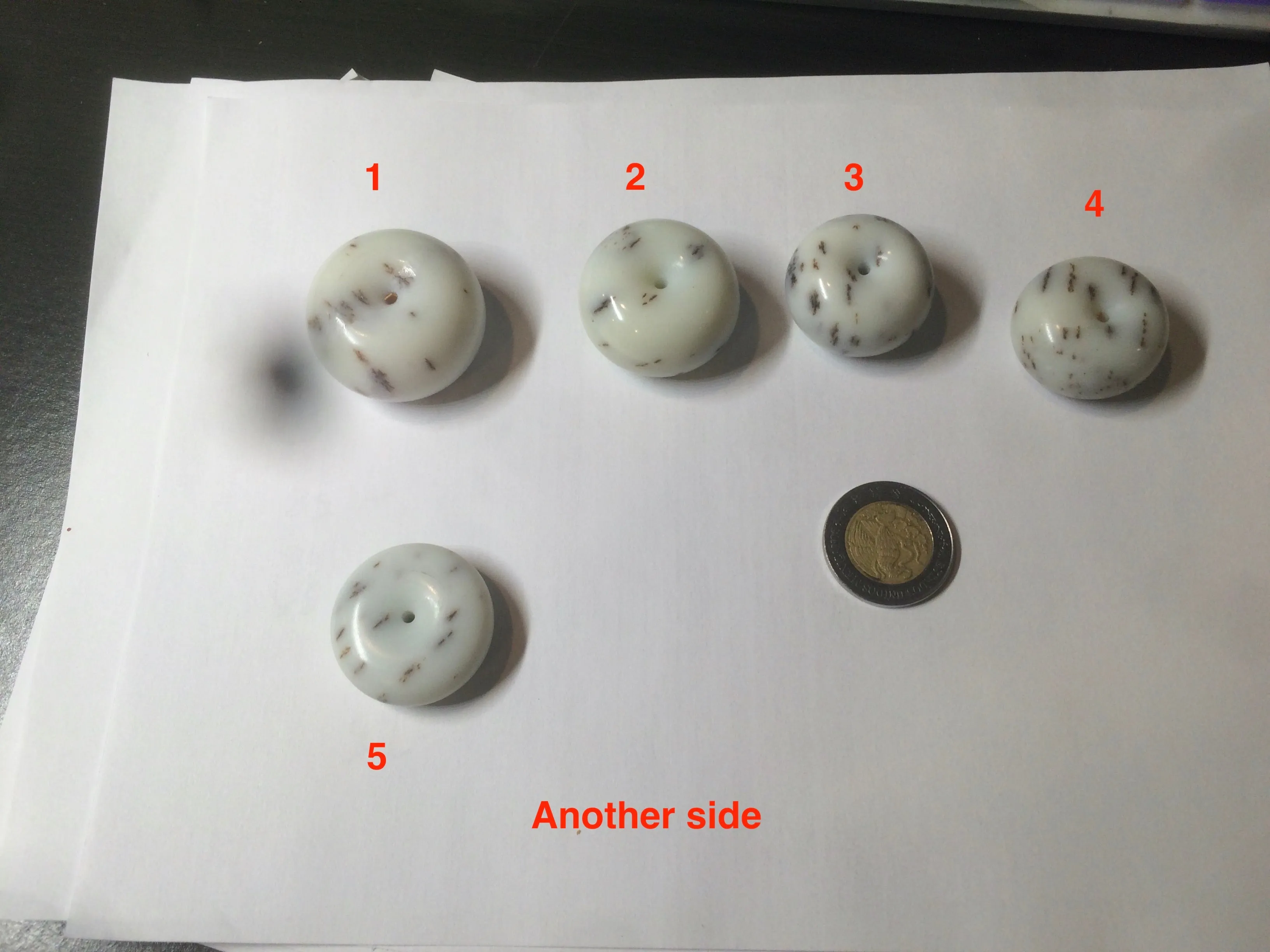 100% Natural white beige with black/brown flying dandelions Osmanthus fragrant cheese cake nephrite Hetian Jade pendant/worry stone HT68