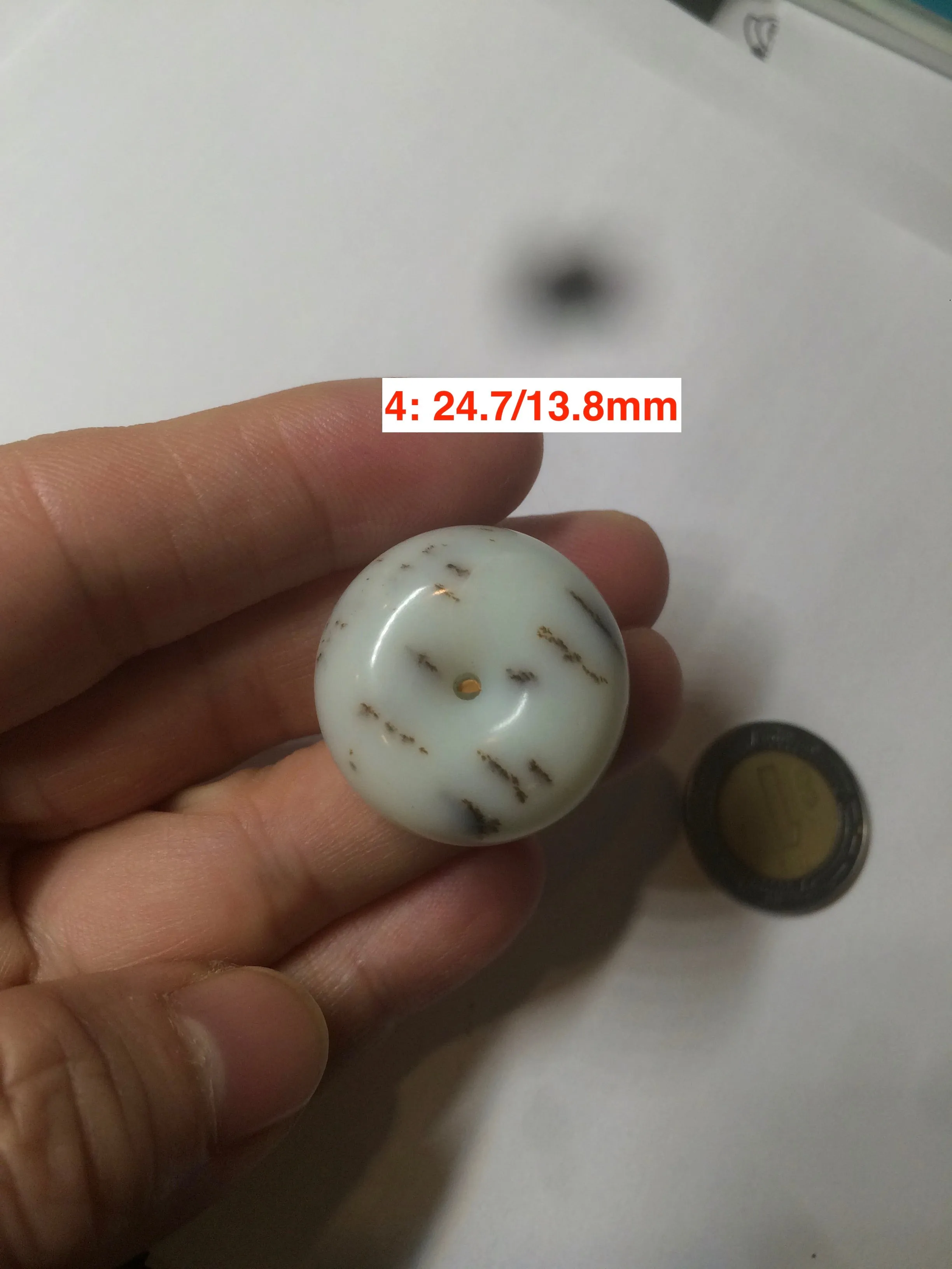 100% Natural white beige with black/brown flying dandelions Osmanthus fragrant cheese cake nephrite Hetian Jade pendant/worry stone HT68