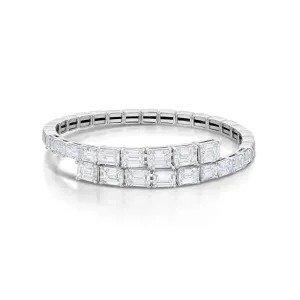13.66 Carat Emerald Cut Diamond Bypass Bangle Bracelet