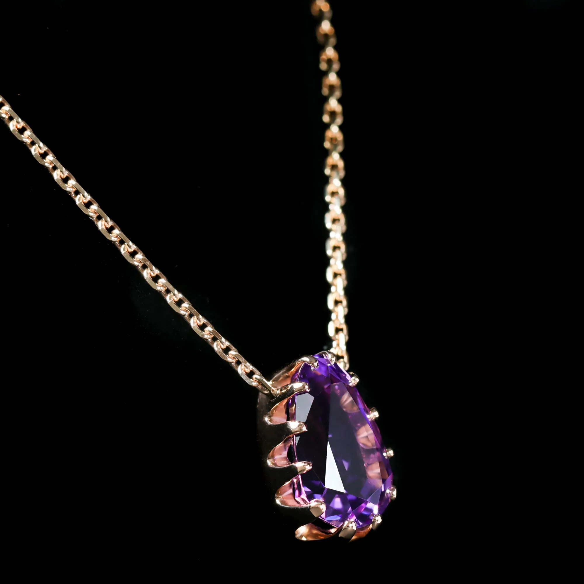 14K Rose Gold 10.50 Carat Amethyst Necklace