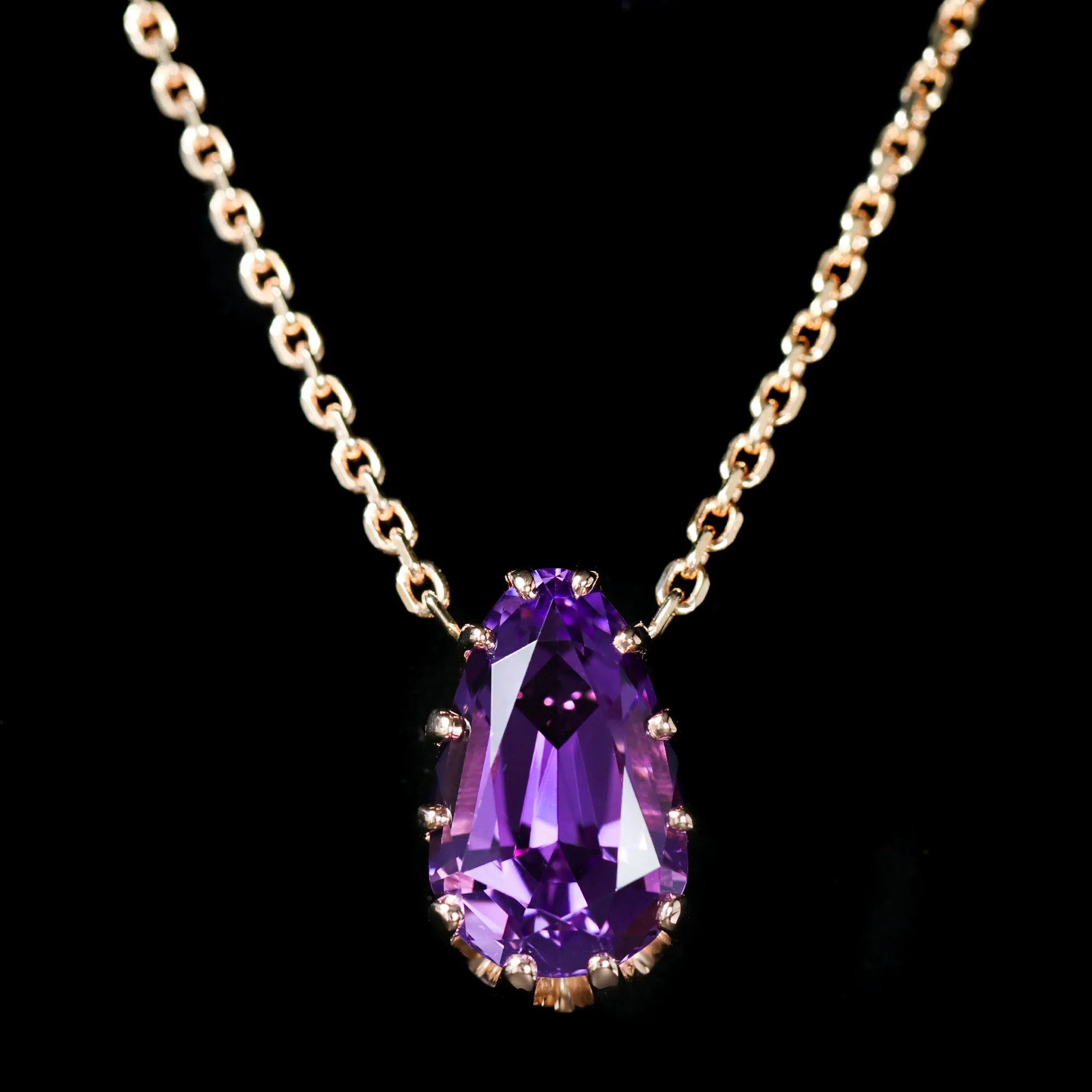 14K Rose Gold 10.50 Carat Amethyst Necklace