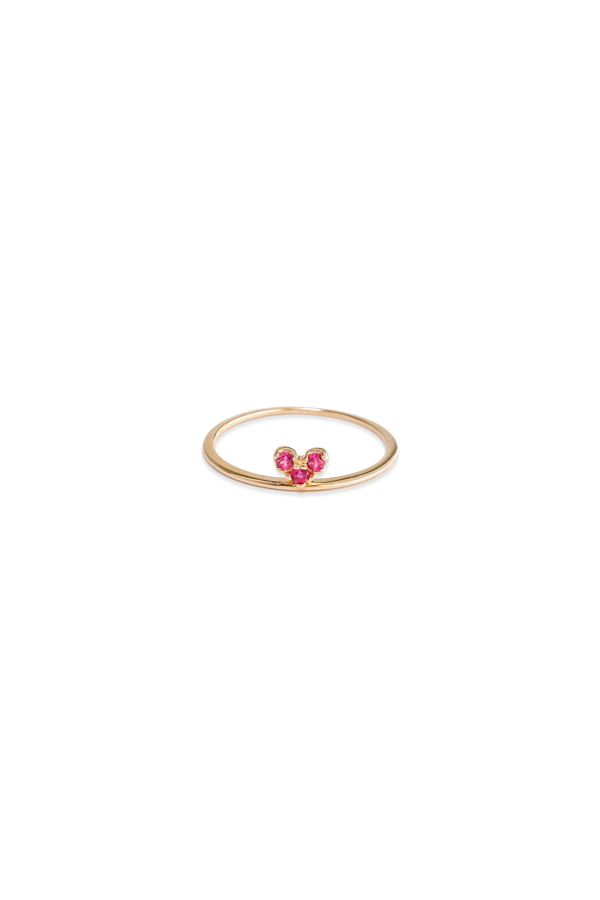 14K Solid Gold Pink Ruby Lab Grown Heart Stackable Ring