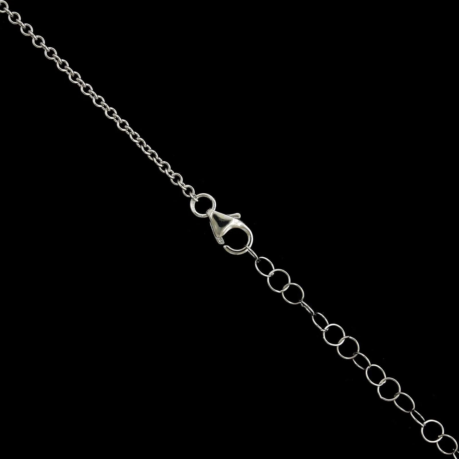 14K White Gold Estate Turquoise, Onyx and Diamond Pendant Necklace