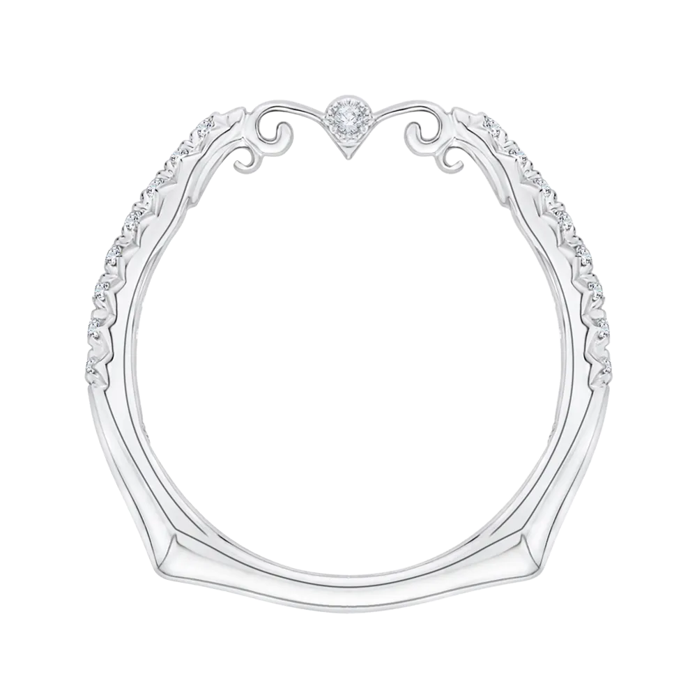 14K White Gold Round Diamond Wedding Band with Euro Shank