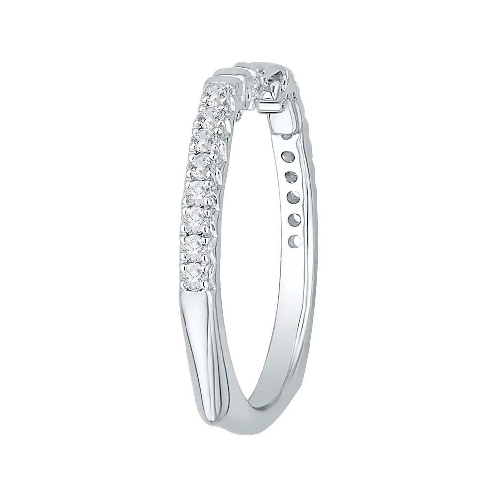 14K White Gold Round Diamond Wedding Band with Euro Shank