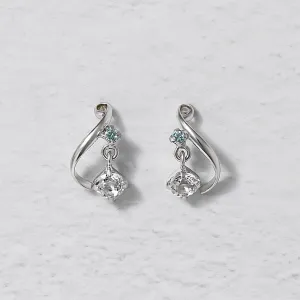 14K/10K Diamond Twist Swinging Earrings (White Gold)