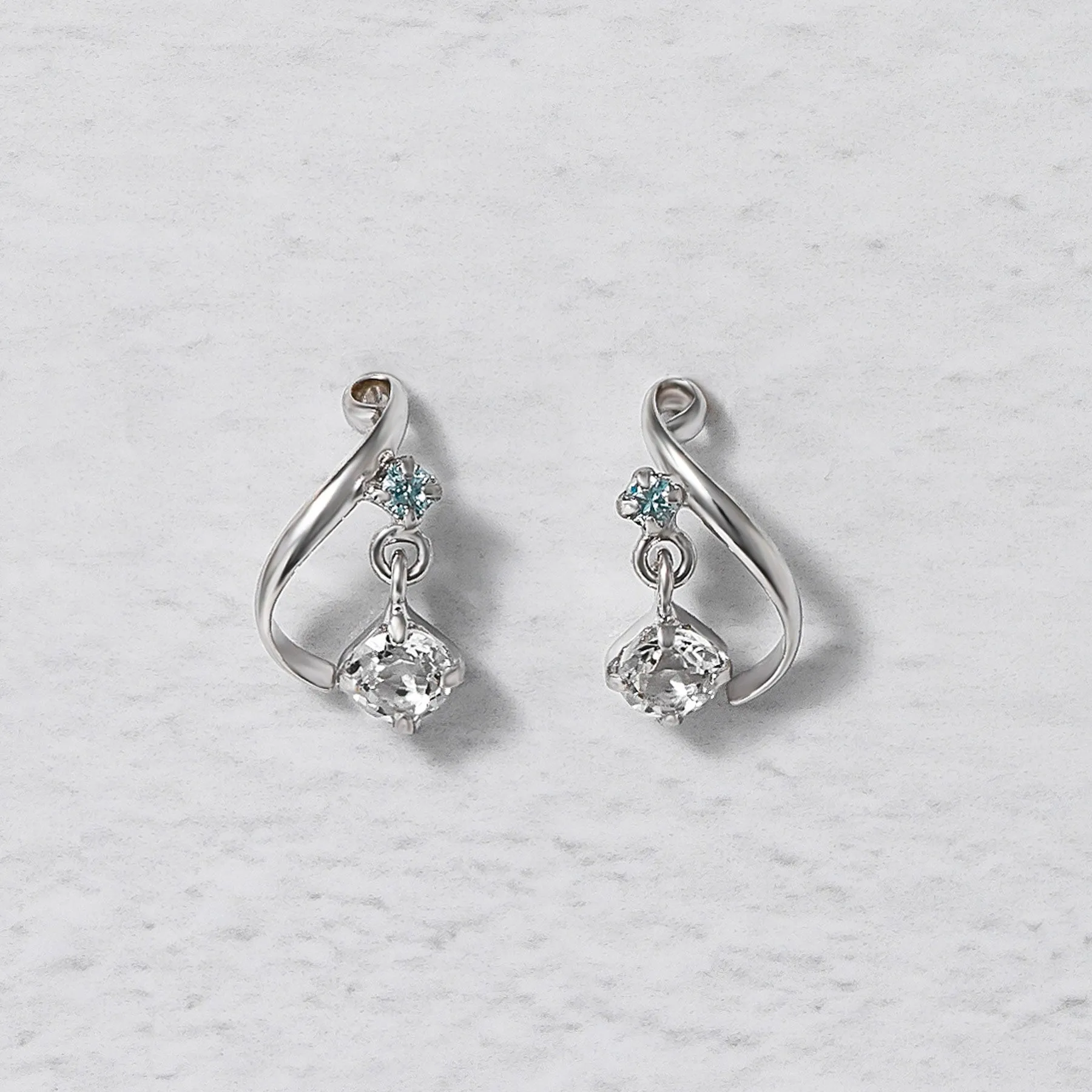14K/10K Diamond Twist Swinging Earrings (White Gold)