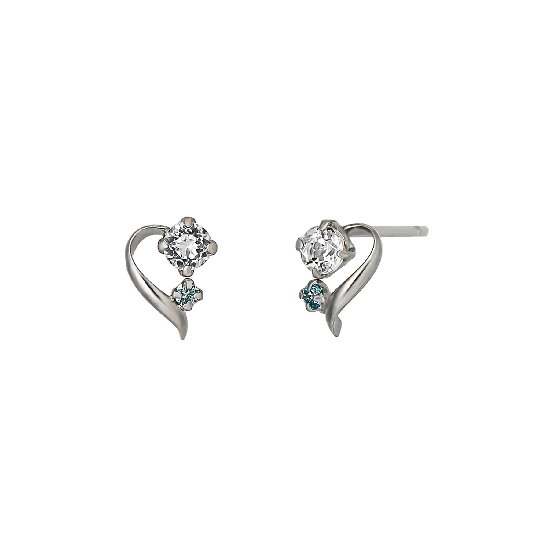 14K/10K Ice Blue Diamond Twisted Line Earrings (White Gold)
