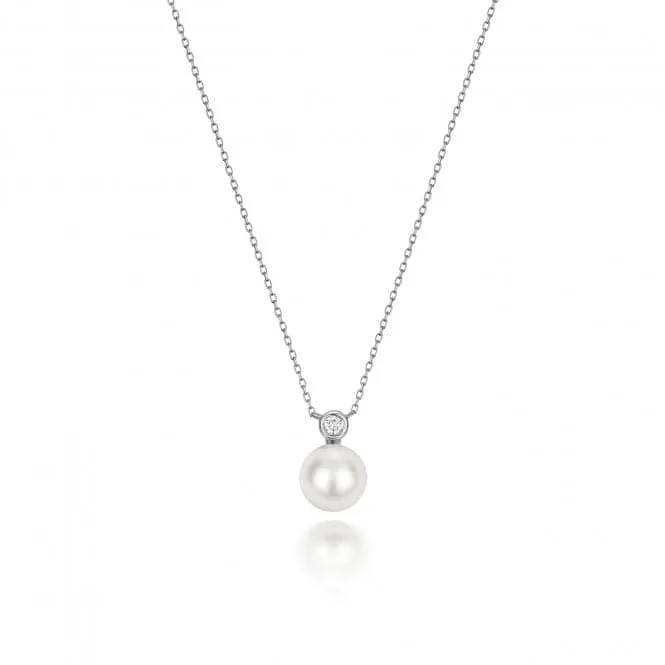 18ct White Gold Diamond & Akoya Pearl Necklace NDQ207W