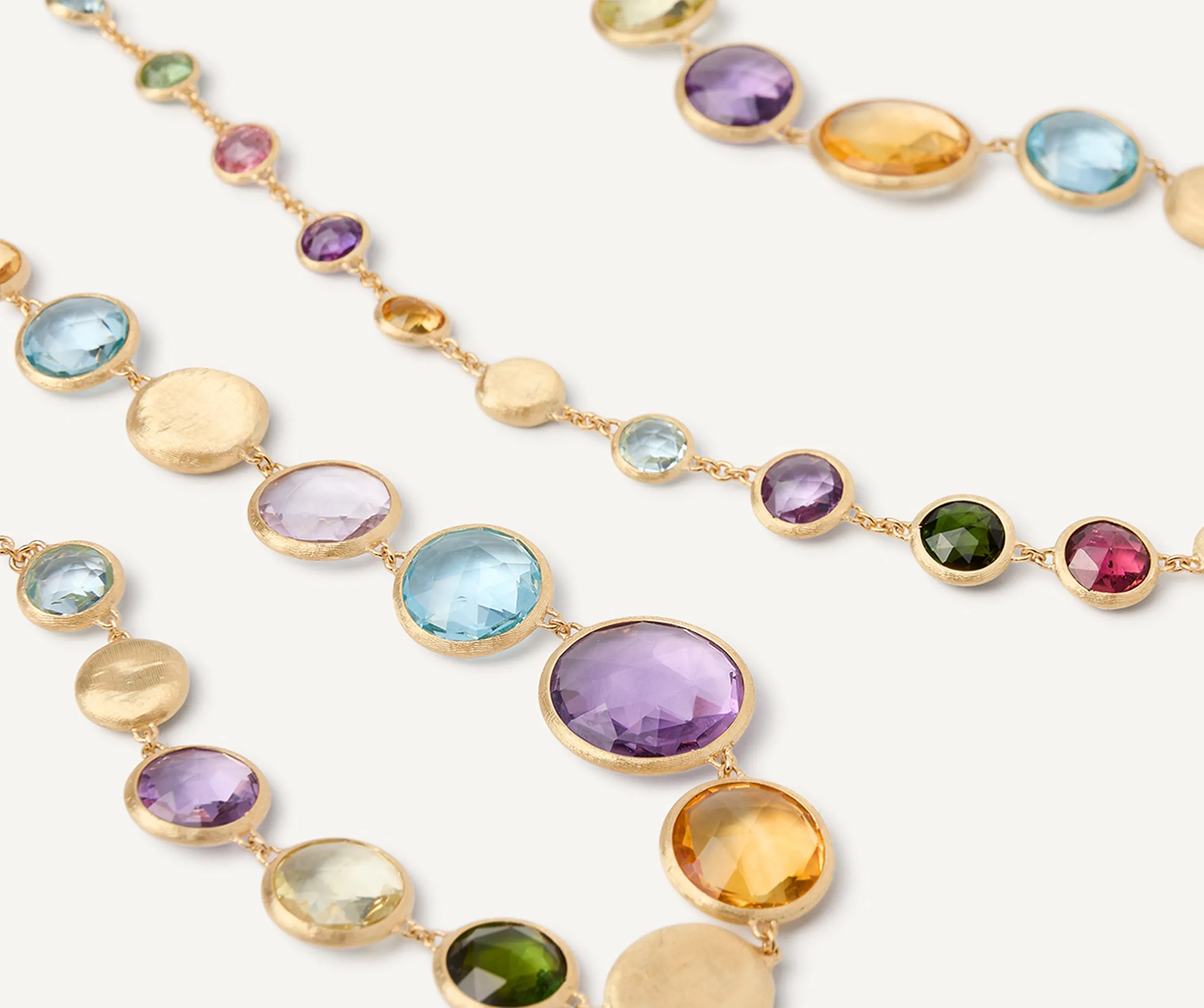 18K Yellow Gold Long Graduated Gemstone Necklace