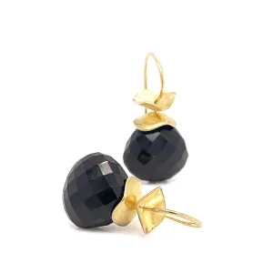 18K Yellow Gold Onyx Ruffle Earrings©️