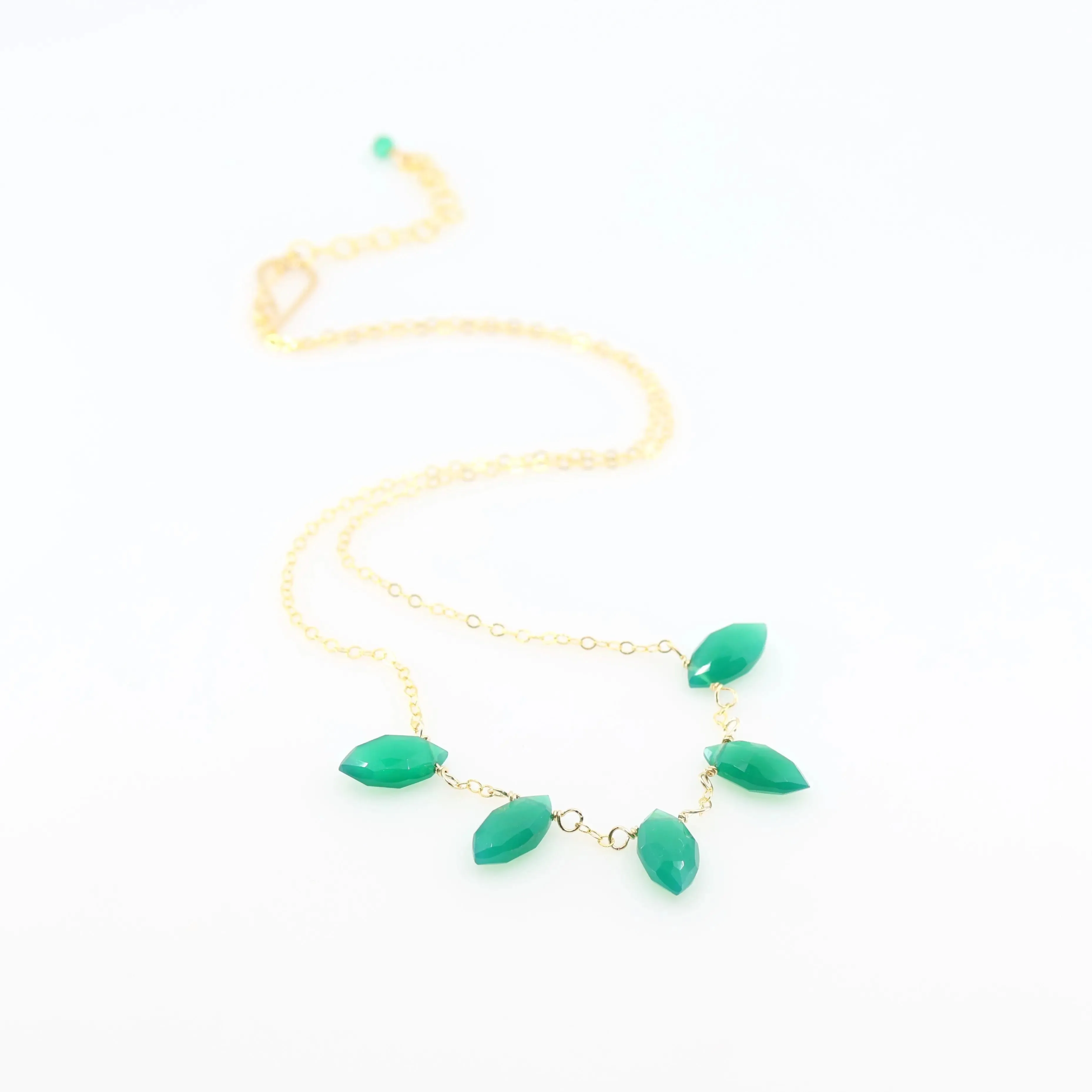 5 Drop Green Onyx Gemstone Necklace