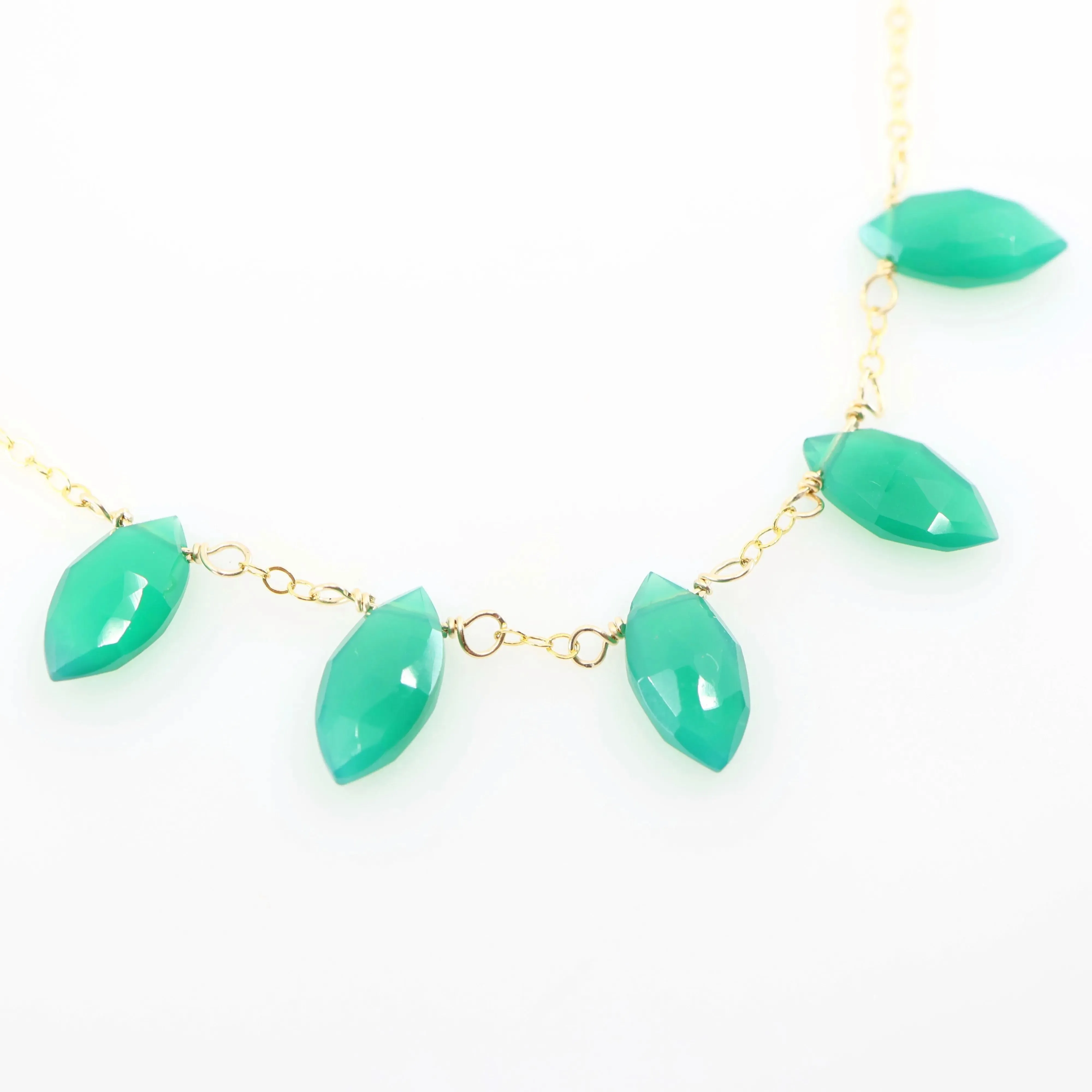 5 Drop Green Onyx Gemstone Necklace