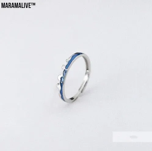 925 Sterling Silver Wave Matching Couple Ring