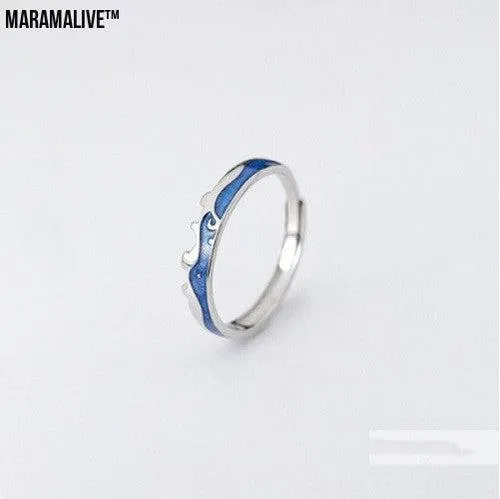 925 Sterling Silver Wave Matching Couple Ring
