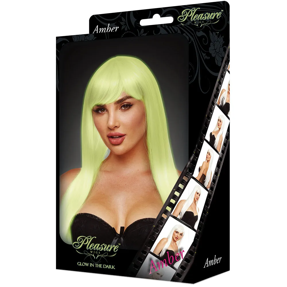 Amber Glow in the Dark Wig in White