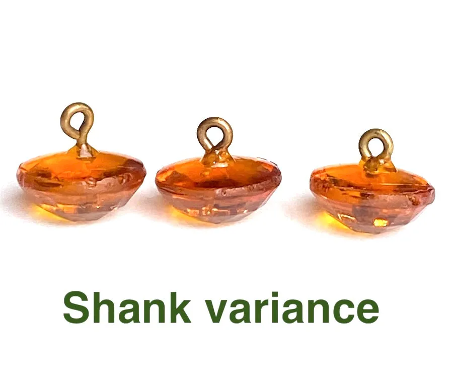 Amber Vintage Faceted Glass Buttons, Clear 1/2" # GL366