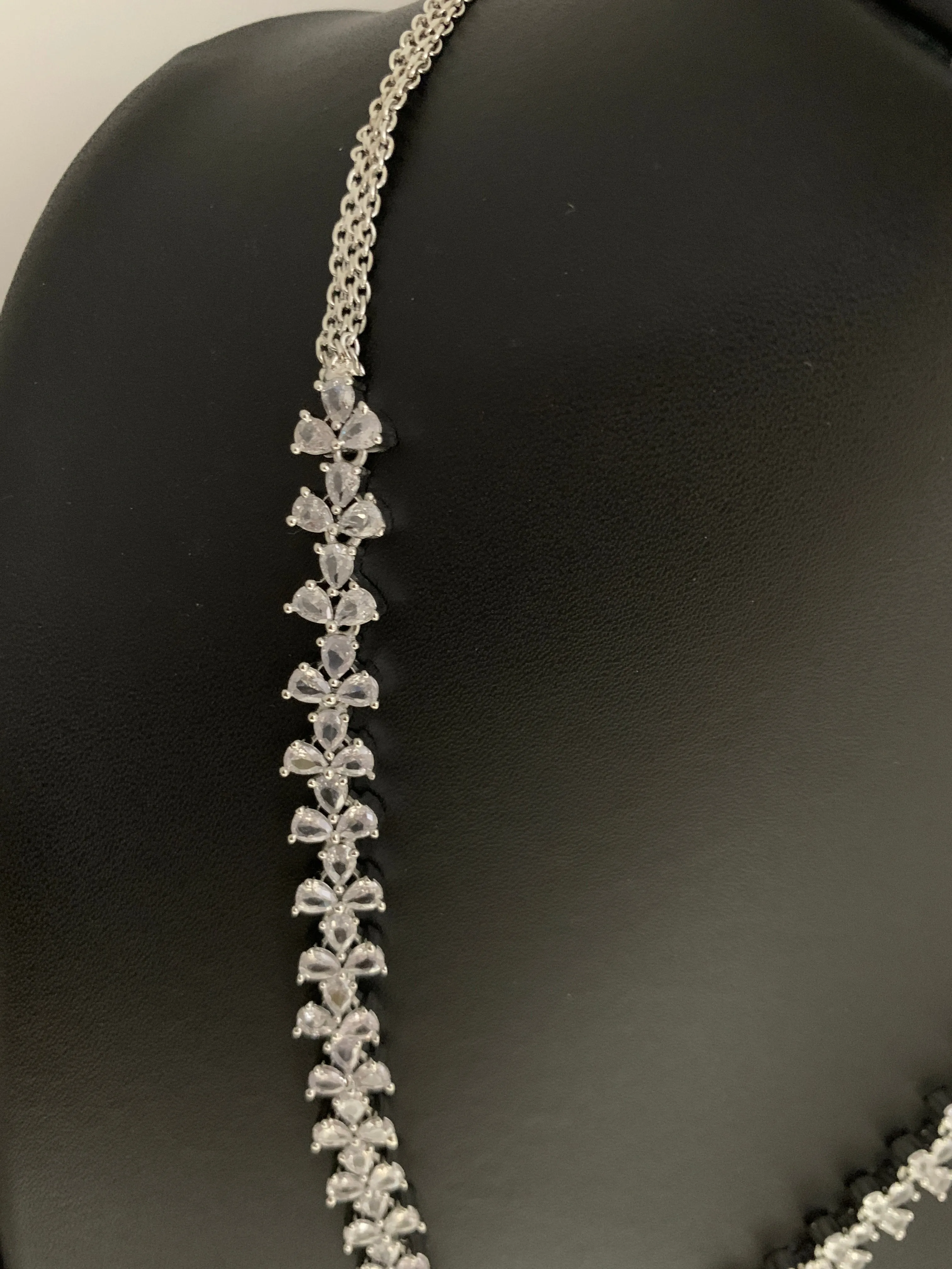 American Diamond Doublet Pink Stone Short Neckalce