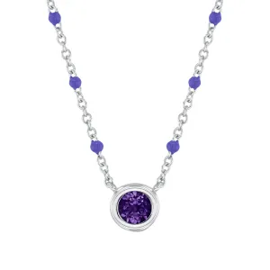 Amethyst and Purple Enamel Sterling Silver Pendant Necklace