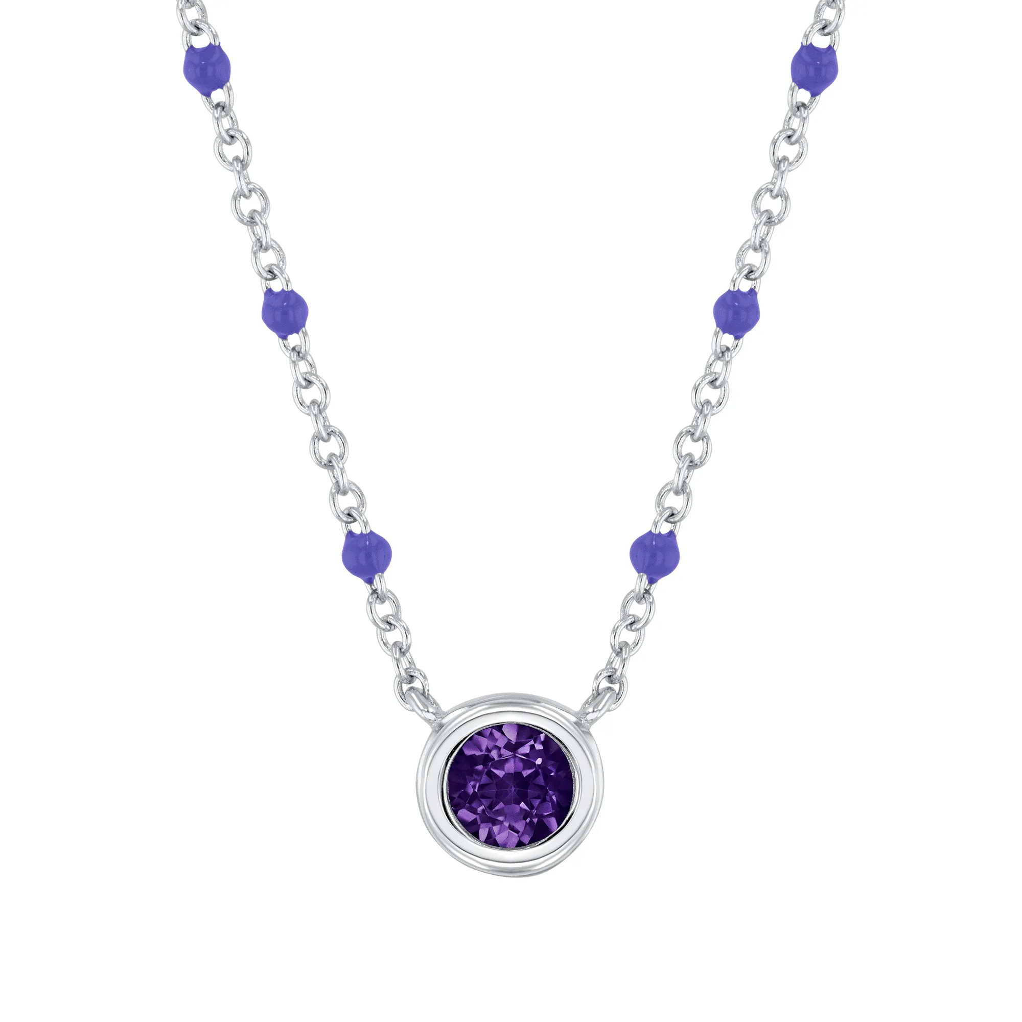 Amethyst and Purple Enamel Sterling Silver Pendant Necklace