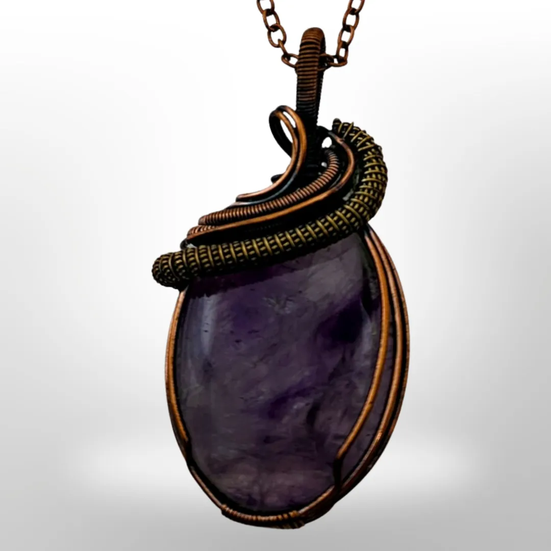 Amethyst, Copper Necklace - Echo of a Stone