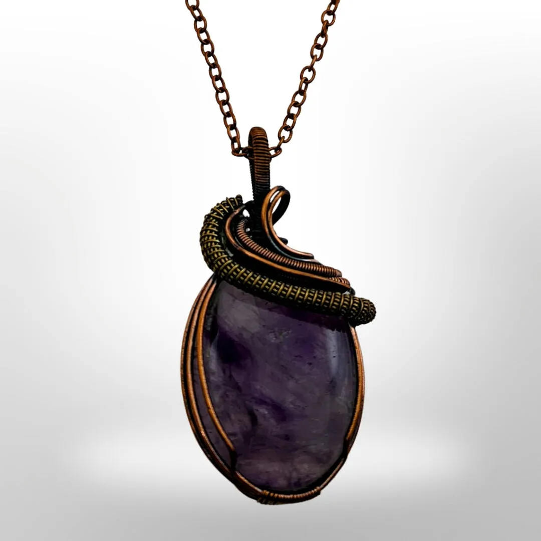 Amethyst, Copper Necklace - Echo of a Stone
