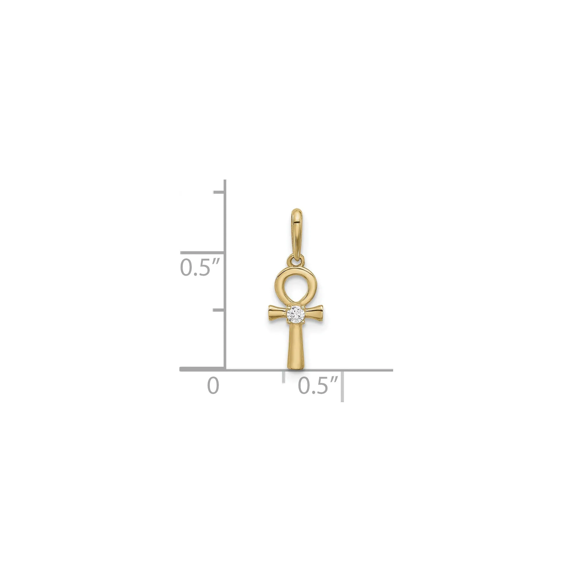 Ankh Cross with Zirconia Stone Pendant (14K)