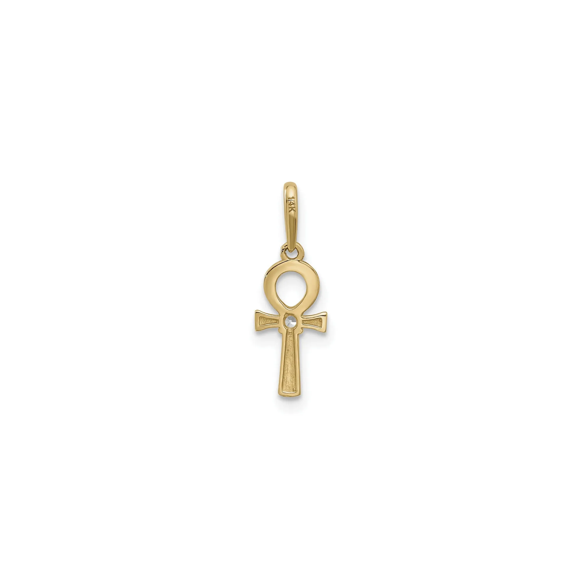 Ankh Cross with Zirconia Stone Pendant (14K)