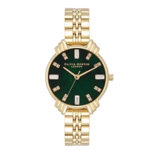 Art Deco Midi Dial Emerald Green & Gold Bracelet Watch (OB16DC02)