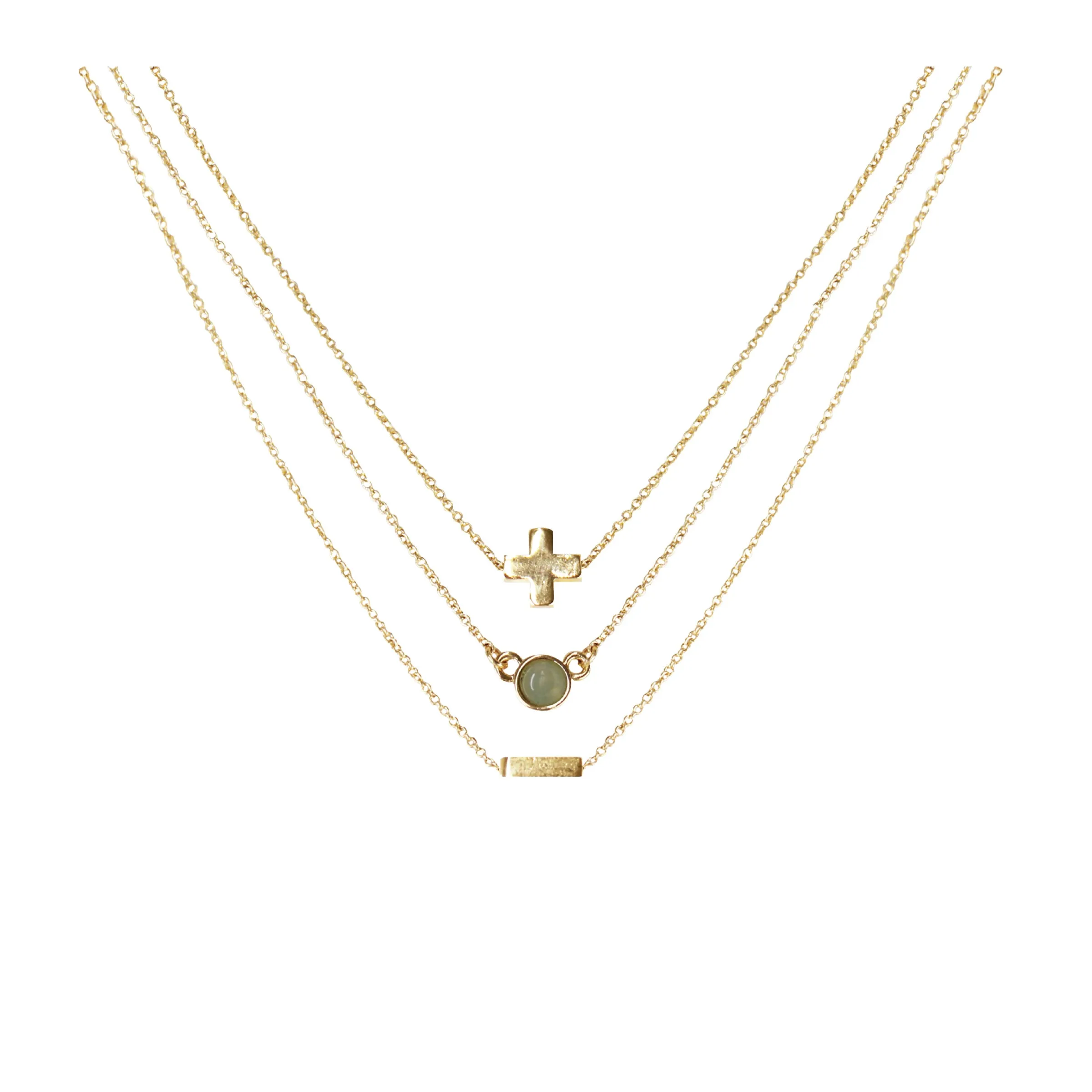 Aventurine & 18k Gold Plated Necklace Set of 3