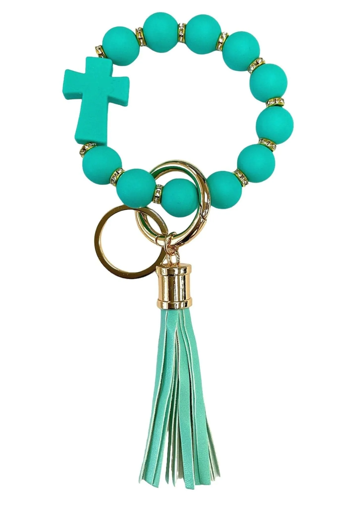 BB139x191 Silicone Beaded Cross Keychain Bracelet