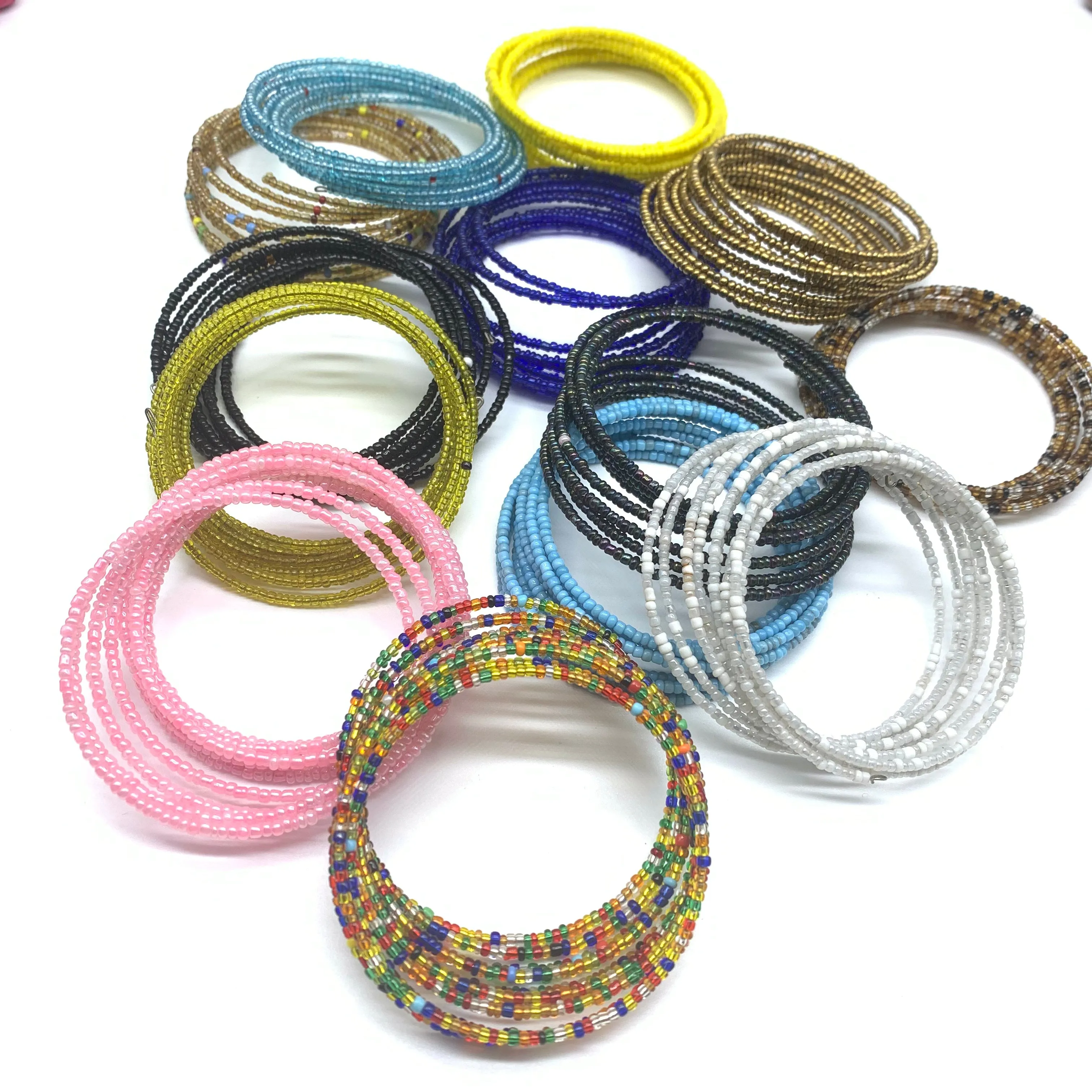 Beaded Coil Bracelet-Pink