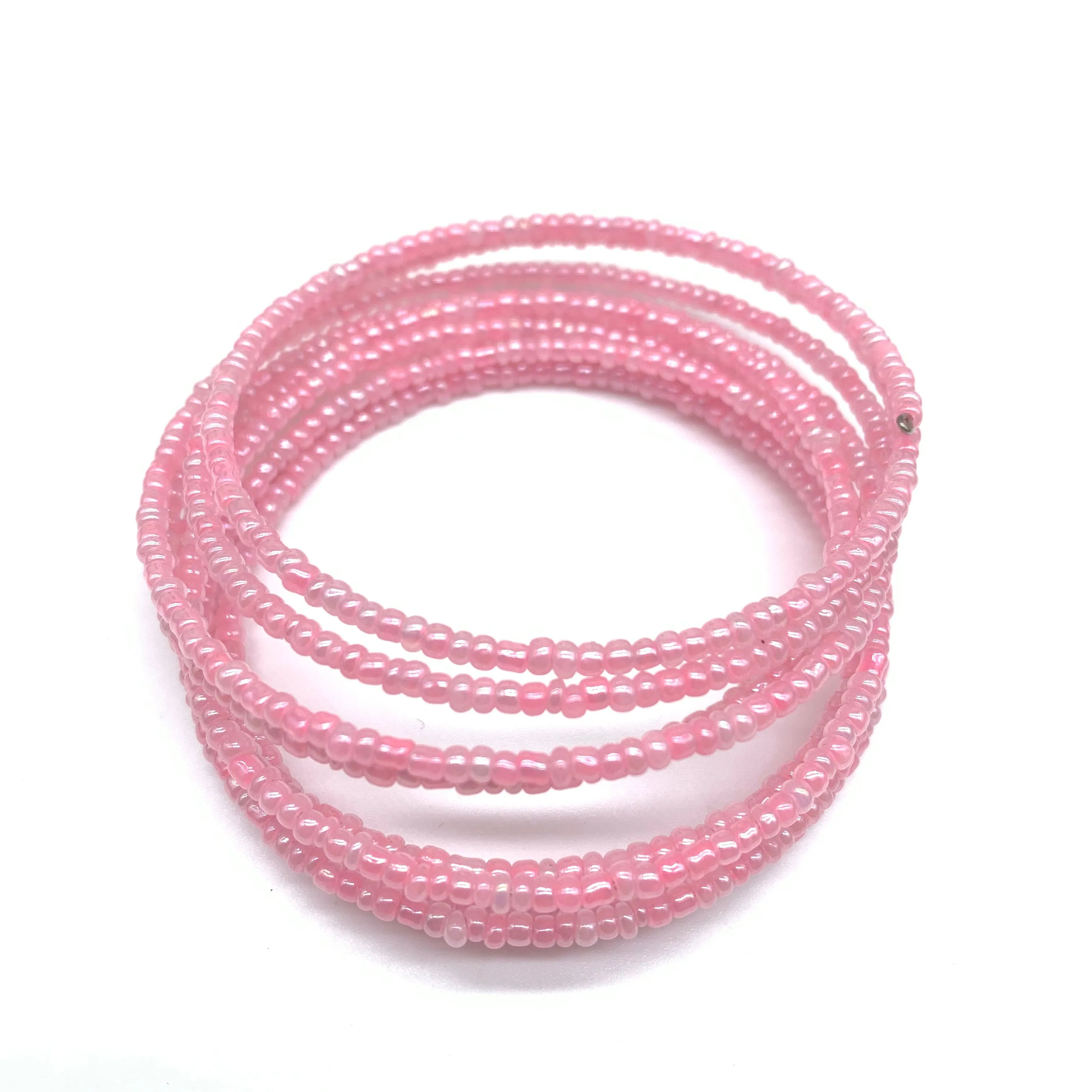 Beaded Coil Bracelet-Pink