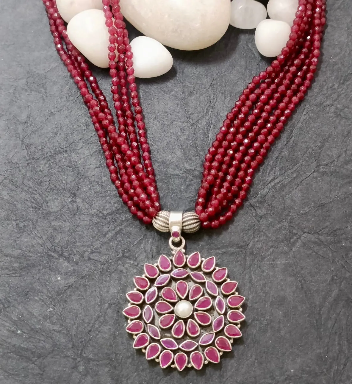 Beads Silver Necklace