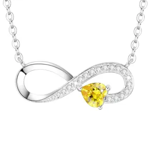 Birthday Gifts Love Infinity Yellow Citrine Necklace for Women Teen Girls Love You Forever Jewelry for Wife Anniversary Sterling Silver 20" Chain Love Heart Infinity Yellow Citrine Necklace