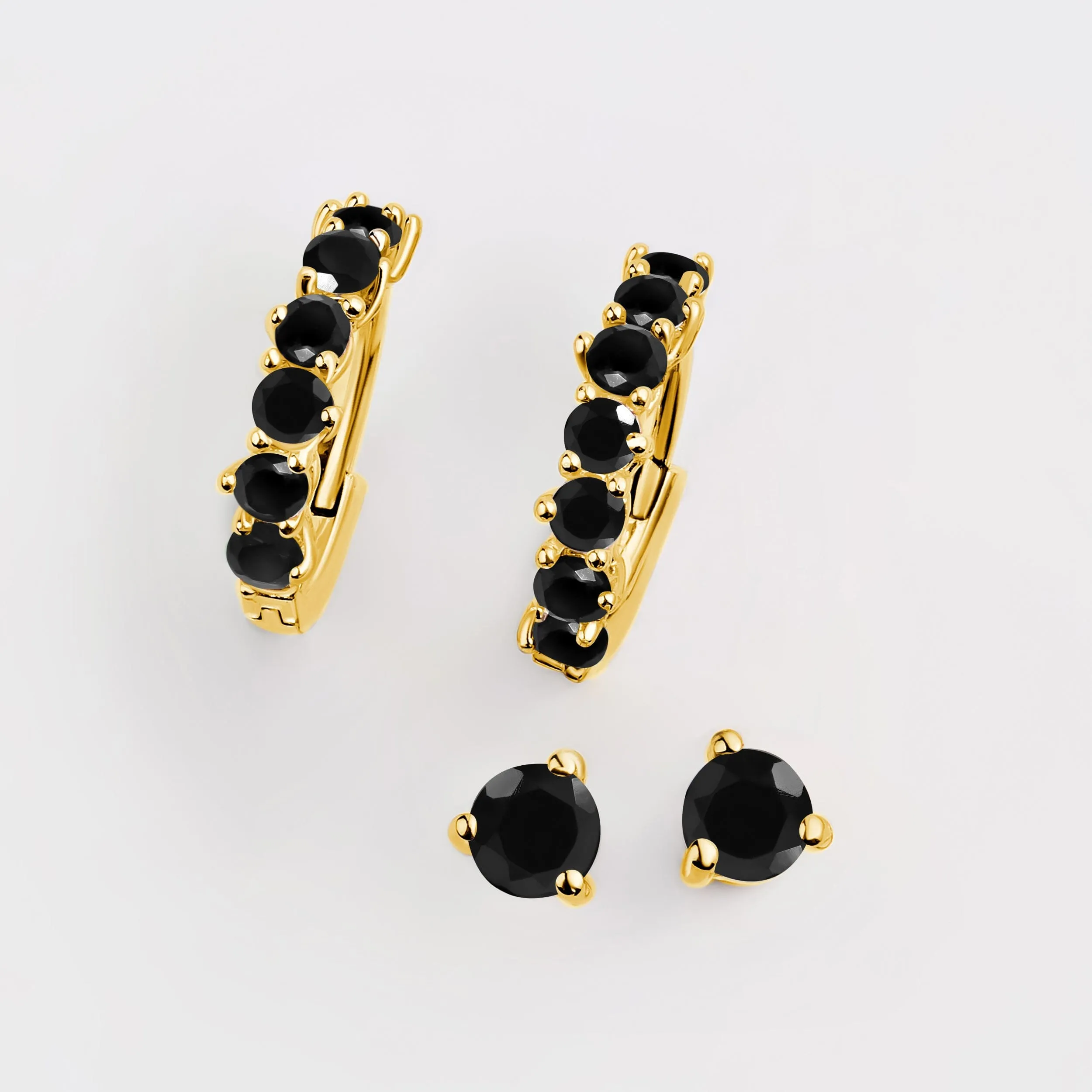 Black Onyx Hoop Earring Set - High Vibes