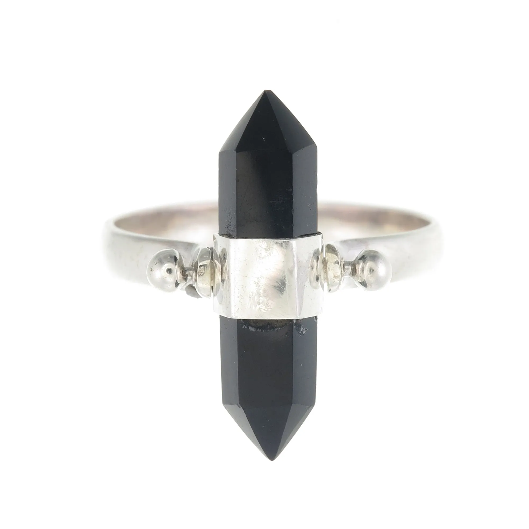 BLACK ONYX SWIVEL RING - SILVER