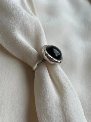 black stone onyx, silver ring R120