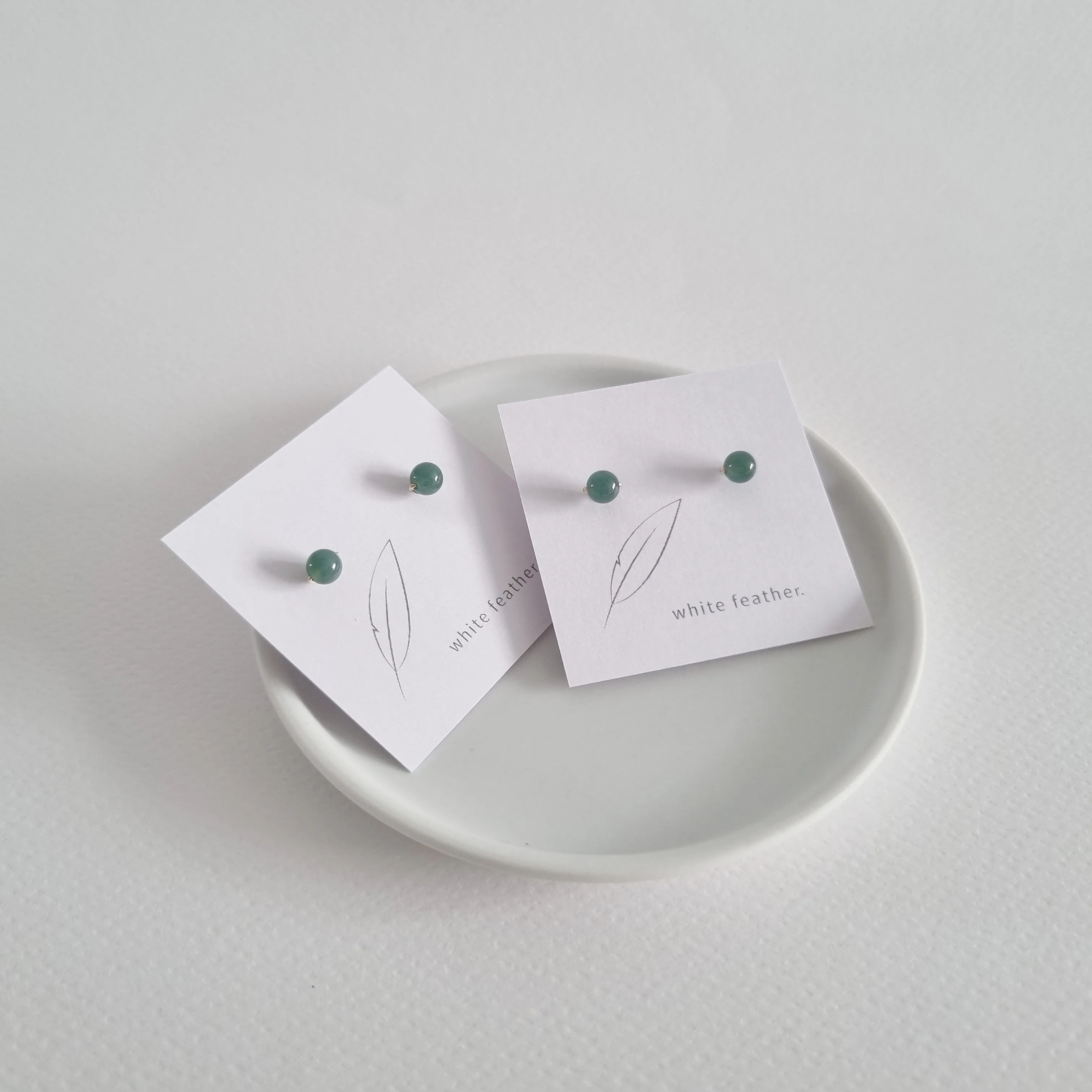 Blue Jade Earstuds 5mm (Basic) / 14k Gold-filled