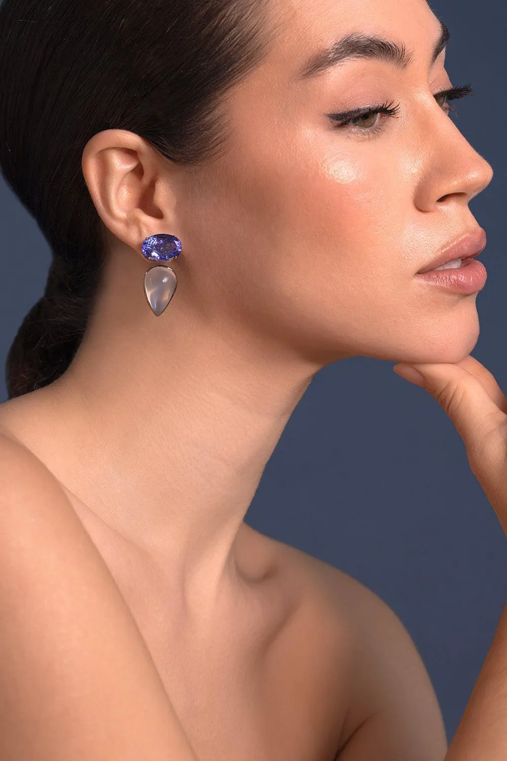 Blue Moonstone Tanzanite Earrings