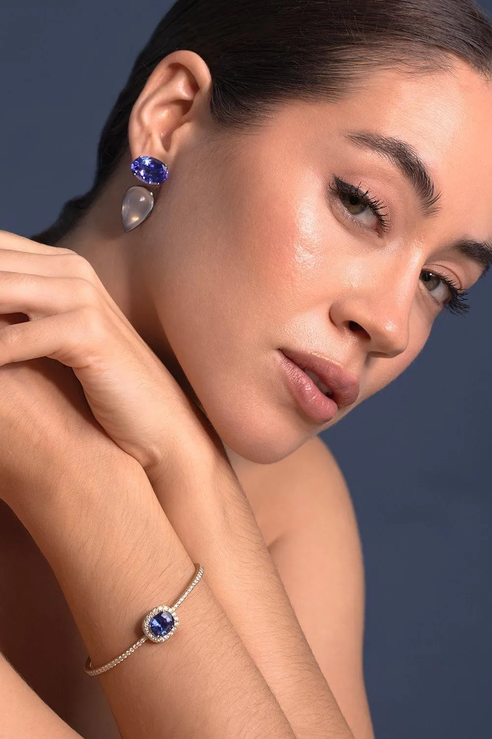 Blue Moonstone Tanzanite Earrings