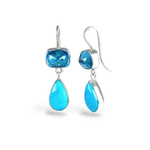 BLUE TOPAZ & NACOZARI TURQUOISE STERLING EARRINGS