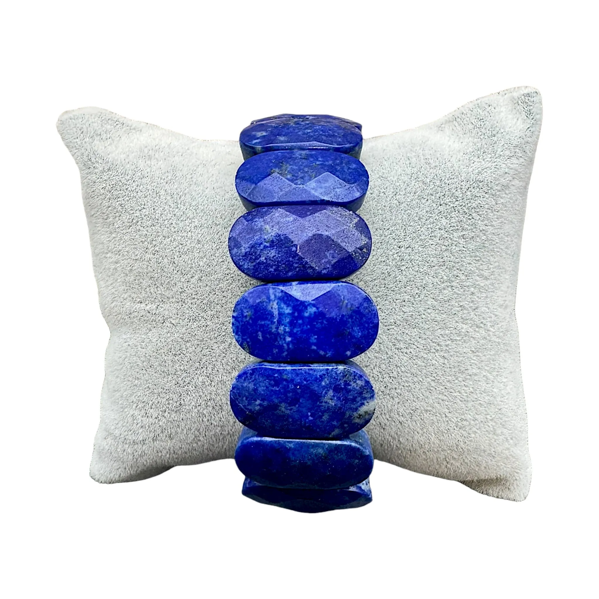 Bracelet lapis lazuli AA  ovale facetté