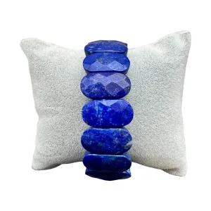 Bracelet lapis lazuli AA  ovale facetté