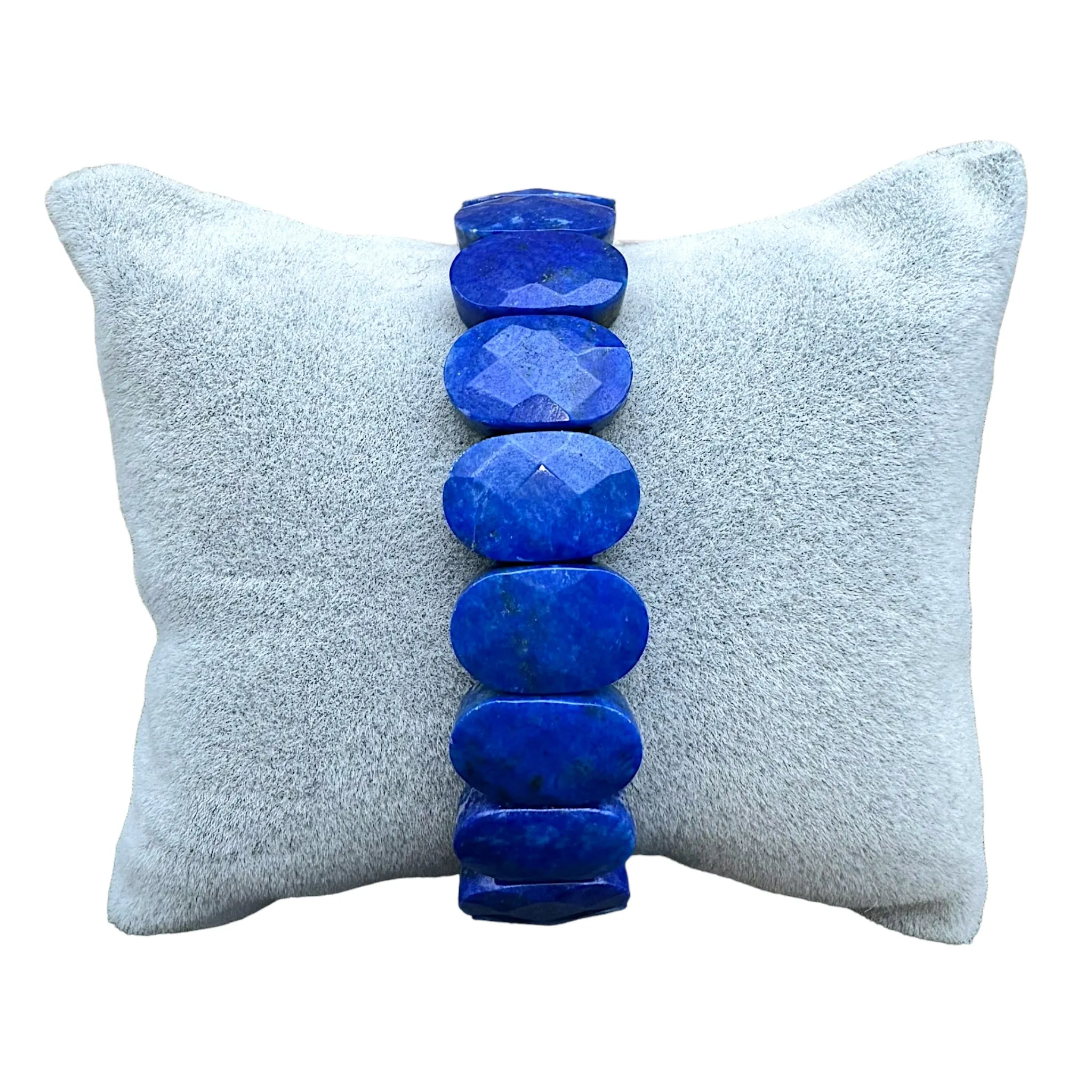 Bracelet lapis lazuli AA  ovale facetté