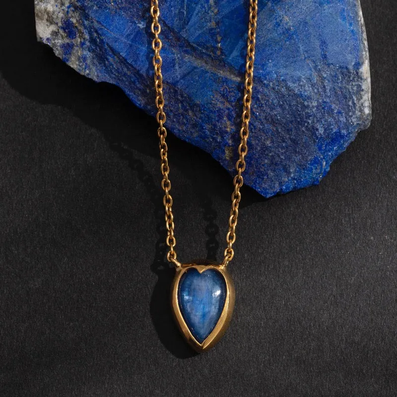 Brave Heart Necklace, Kyanite, 9kt Yellow Gold
